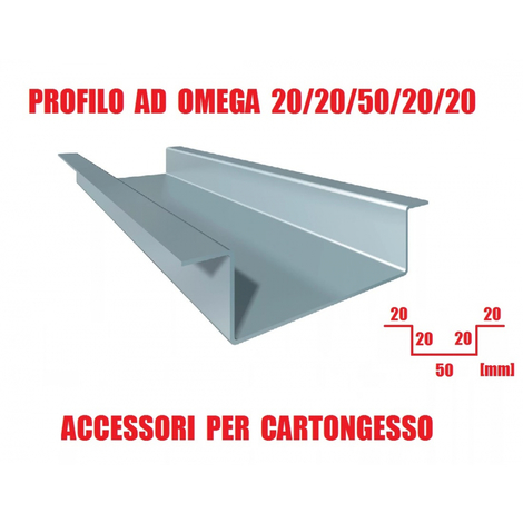 Profilo ad Omega 20/20/50/20/20 - Profilo per Cartongesso - Lunghezza Barra 300 cm