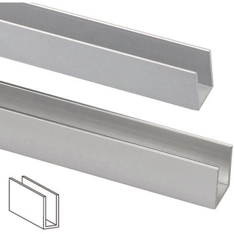 Profilo ad u in alluminio - mm.10x10 mt.2 argento lucido