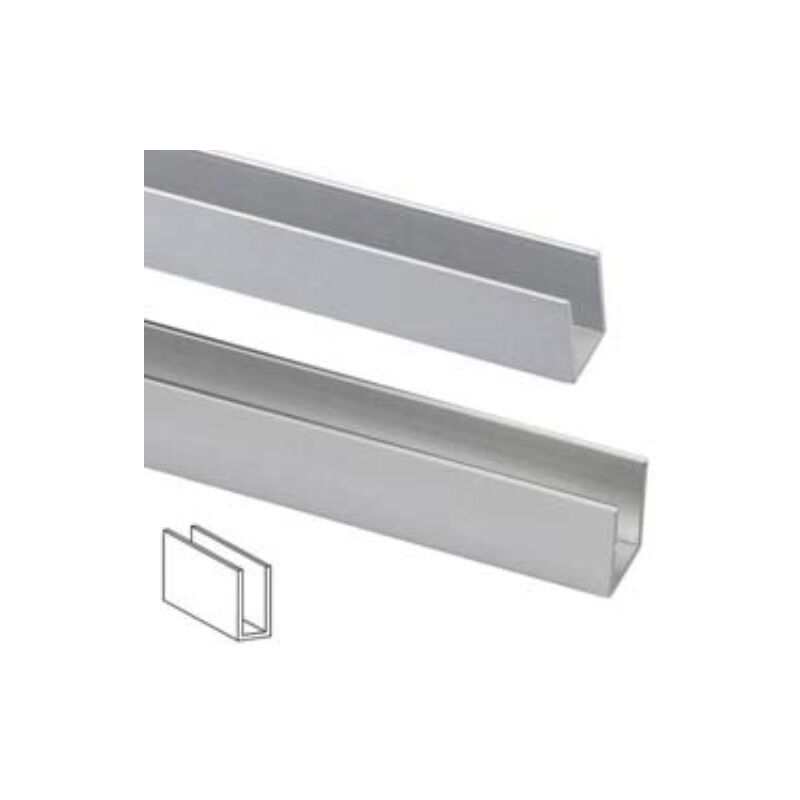 Profilo ad u in alluminio - mm.8x8 mt.2 argento 5 pezzi