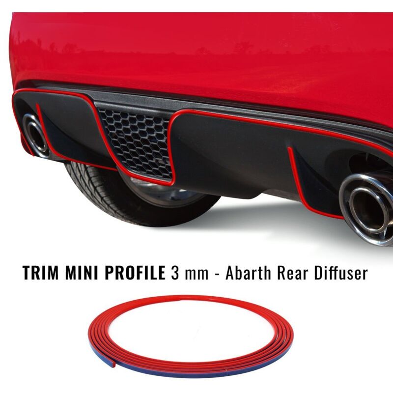 Profilo Adesivo per Paraurti Posteriore Fiat 500 Abarth - Colore: ROSSO