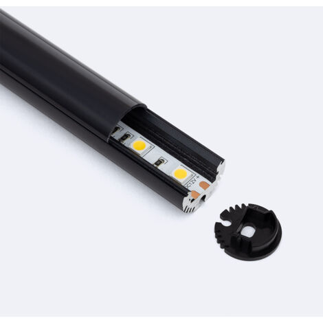 Profilo Alluminio a Sospensione Circolare per Striscia LED fino a 11mm Nero 2 m Nero traslucido
