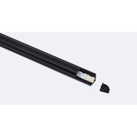 Profilo Alluminio Angolare Coperchio Circolare 2m per Striscia LED fino a 5mm Nero 2 m Nero traslucido