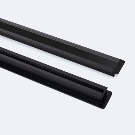 Profilo Alluminio da Incasso con Clip e Coperchio Continuo per Strisce LED fino a 12 mm Nero 2 m Nero traslucido
