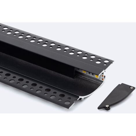 Profilo Alluminio da Incasso per Cartongesso 2m per Striscia LED fino a 12mm Nero 2 m Nero traslucido
