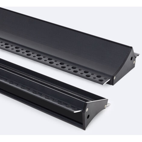 Profilo Alluminio da Incasso per Cartongesso per Striscia LED fino a 20mm con Coperchio Continuo Nero 2 m Nero traslucido