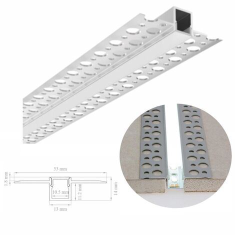 Profilo Alluminio Led, Taglio di luce, Cartongesso per strisce led, 2mt