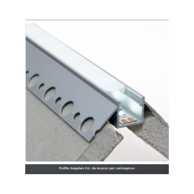 Image of Tot Electric - Profilo alluminio opaco 2mt incasso scomparsa cartongesso per strip striscia led Angolo esterno