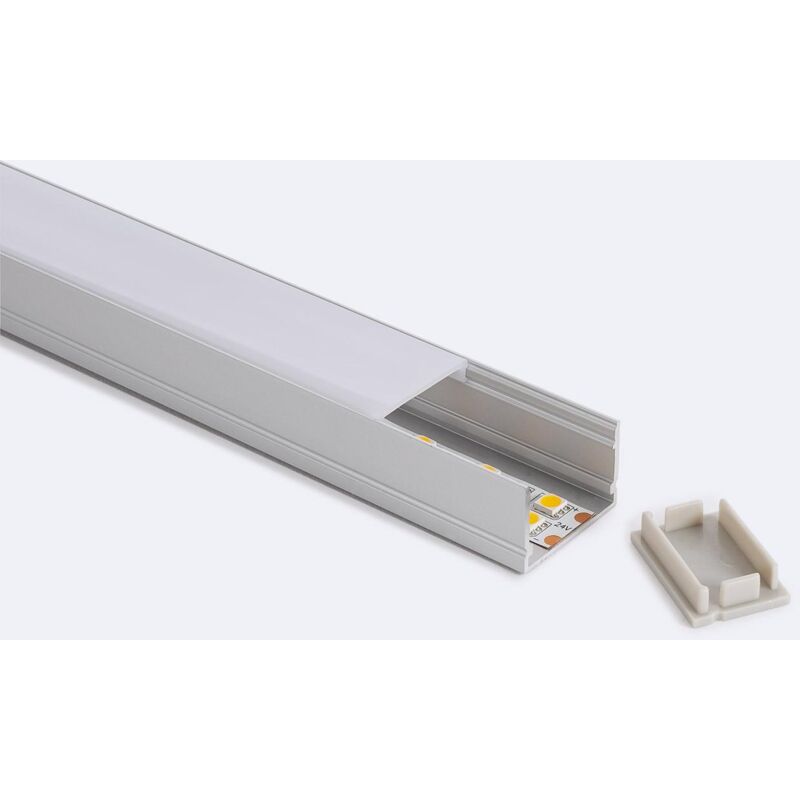 Image of Ledkia - Profilo Alluminio Superficie 2m per Striscia led Doppia fino a 22 mm 2 m