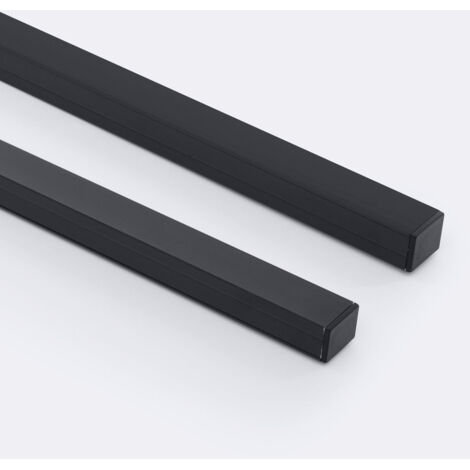 Profilo Alluminio Superficie per Striscia LED fino a 15mm con Coperchio Continuo Nero 2 m Nero traslucido