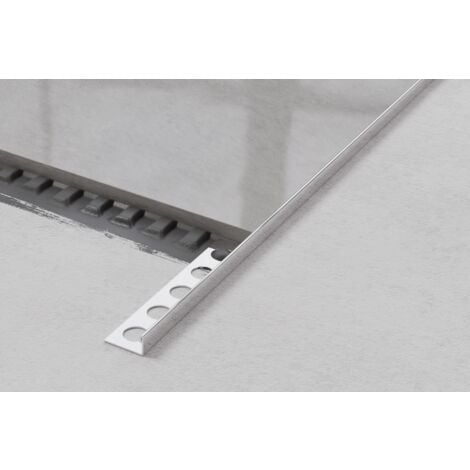 Profilo angolare J universale in acciaio inossidabile per piastrelle 1cm x 244cm - Argento lucido