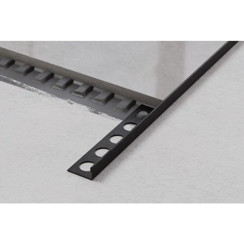 Profil d'angle j universel en acier inoxydable pour carrelage 1cm x 270cm - Noir satiné