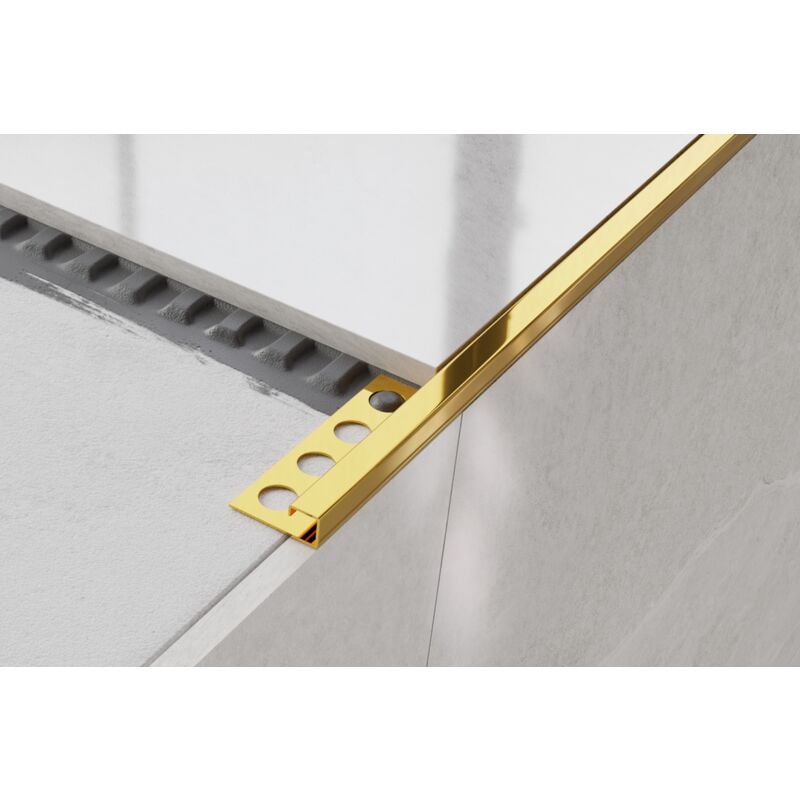 Profilo angolare P in acciaio inossidabile oro lucido 1cm x 244cm