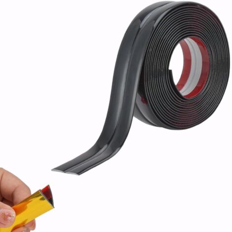 Profilo angolare per cucina 19x19 mm, copriangolo pieghevole in PVC con strisce adesive in schiuma, striscia decorativa in plastica nera, lunghezza 6 m - TREETALK