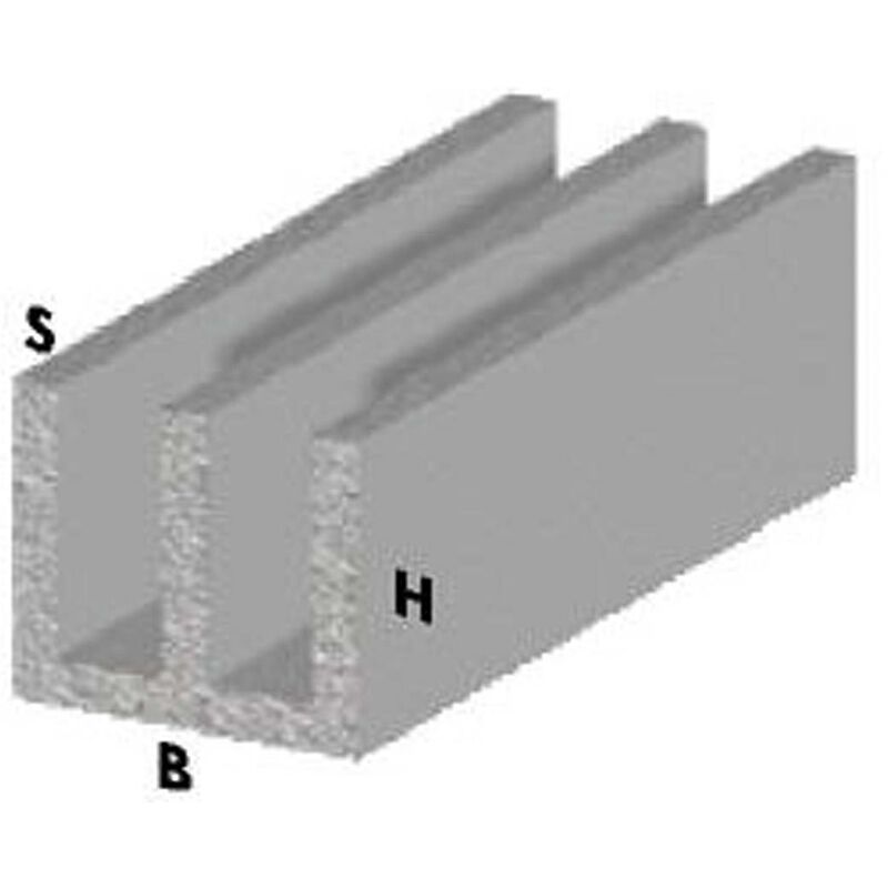 Inferramenta - profilo canalino doppia u cm 100 h argento silver 20x18x1 mm alluminio
