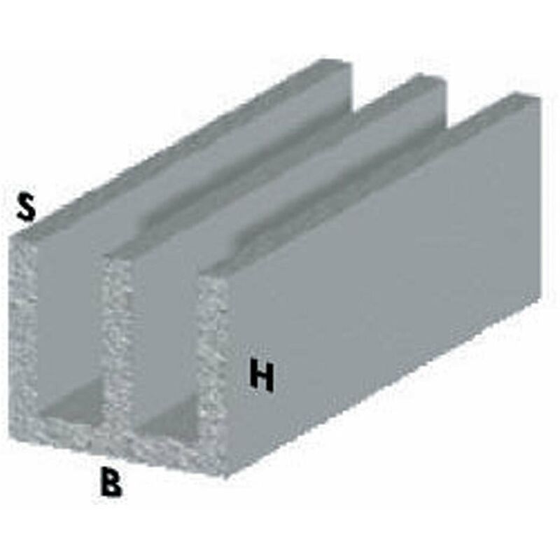 Profilo canalino doppia u cm 100 h argento silver 20x18x1 mm alluminio