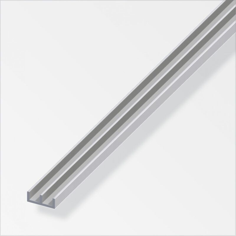 1mt - profilo guida con montaggio basso in alluminio anodizzato 6x15,9x6x1,3MM - colore argento - Alfer