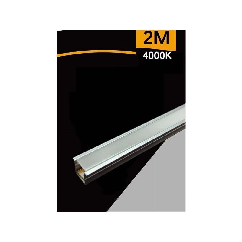 Image of Trade Shop - Profilo In Alluminio 2mt Completo Di Strip Led + Cover 12v 7w/mt Al-12v-2025-120 -bianco Naturale - - Bianco Naturale