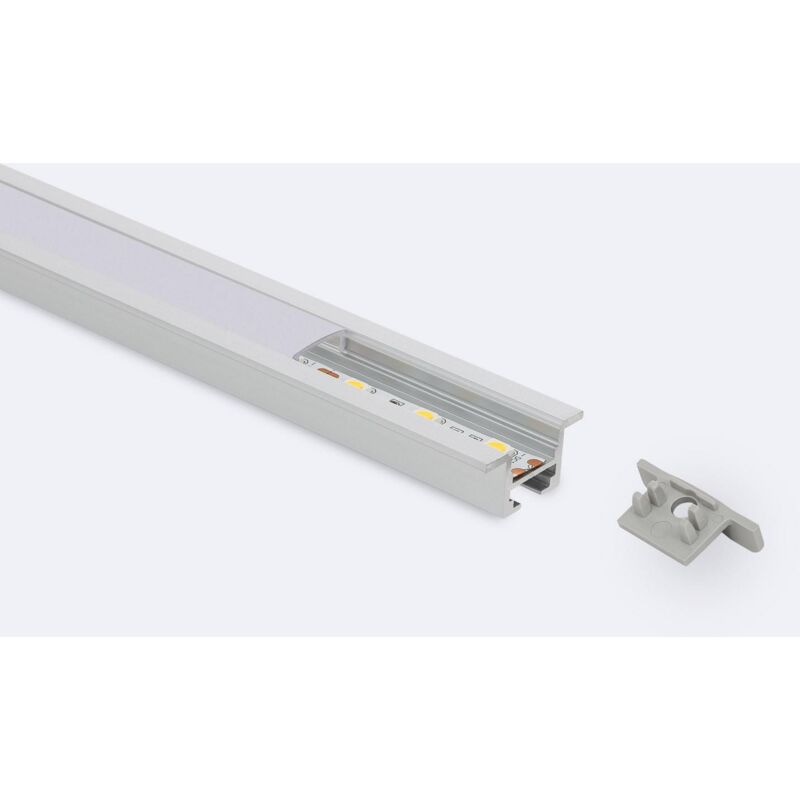Efectoled - Profilo in Alluminio a Incasso al Soffitto con Clip 1m per Striscia led fino a 12 mm Coperchio Traslucido 1 m