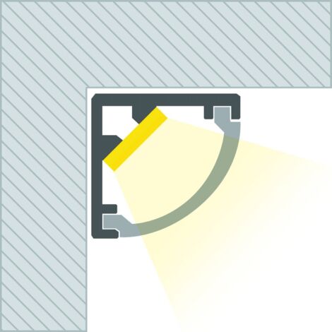 Profilo in Alluminio Angolo Coperchio Circolare 2m per Striscia LED fino a 5 mm Bianco traslucido Bianco 2 m