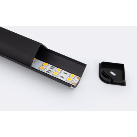 Profilo in Alluminio Angolo Triangolare 2m per Striscia LED fino a 20mm Nero 2 m Nero traslucido