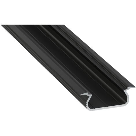 Profilo in alluminio anodizzato nero KIMERA-SELDE con diffusore opalino e terminali 2,02 M