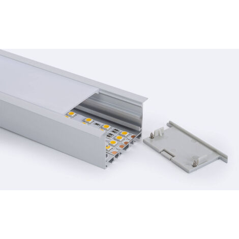 Profilo in Alluminio Architettonico Grandi Dimensioni con Copertura Continua per Strisce LED fino a 40 mm Bianco traslucido Alluminio 2 m