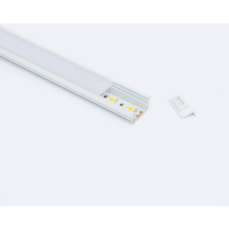 Profilo in Alluminio Calpestabile per Strisce LED fino a 12 mm Bianco traslucido Bianco 2 m