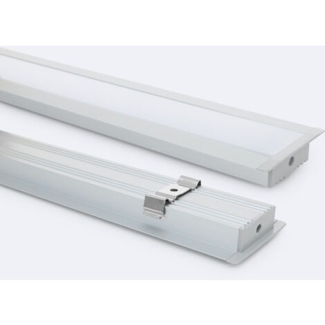 Profilo in Alluminio da Incasso con Coperchio Continuo per Striscia LED fino a 31 mm Bianco 2 m Bianco traslucido