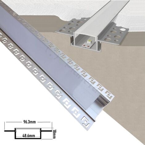 Profilo Alluminio largo 30 mm 2mt Strisce Strip LED Barra Rigida Copertura  Opaco