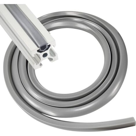 Profilo in alluminio per bordi serie 30X30-8mm, striscia di protezione sigillante in PVC morbido, bordo antipolvere (grigio argento, fessura da 10 m)