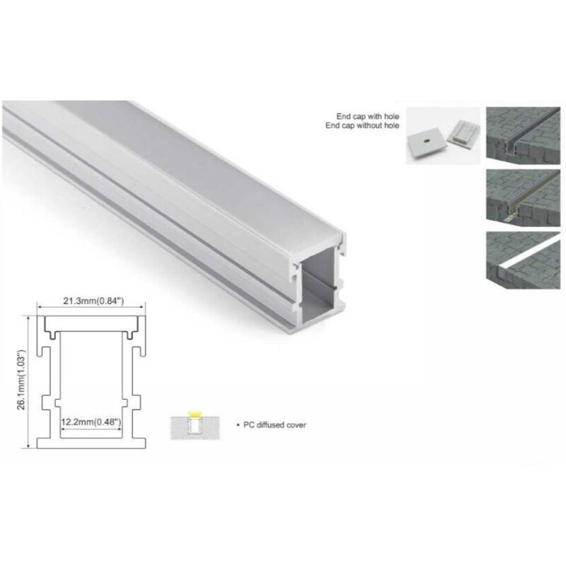 Profilo in alluminio per striscia led da incasso