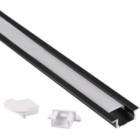 Profilo incasso per LED alluminio 1m nero Polux 316059