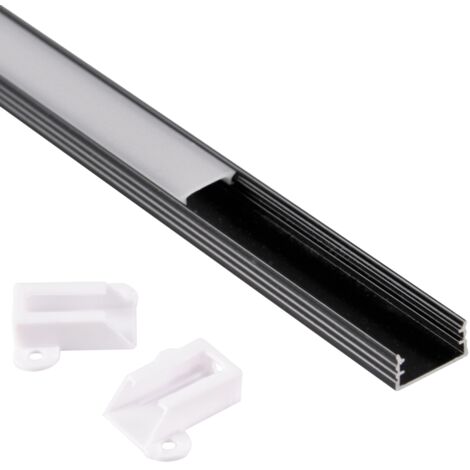 Profilo LED superficie alluminio 1m nero Polux 316080