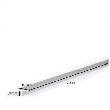 Profilo listello a "t" in alluminio 2,5 metri : Modello - 10MM SATINATO