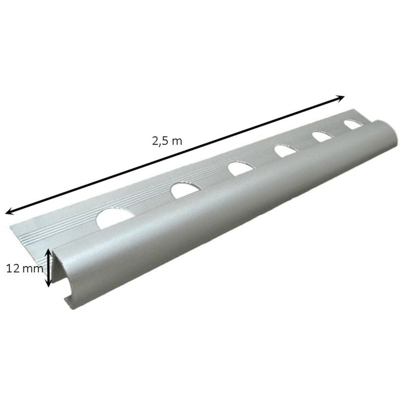 Profilo nor tondo in alluminio leggero 2,5 metri : Modello - 12MM SATINATO