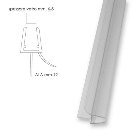 Profilo paragocce orizzontale box cristallo mm. 6 - 8 ala perpendicolare mm.12 777302PT