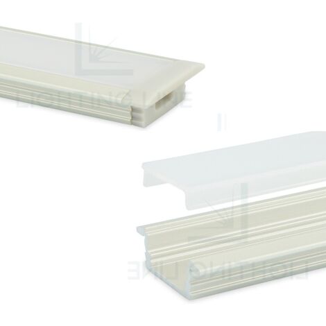 PROFILO PER LED DA INCASSO VERNICIATO BIANCO CON COPERTURA OPACA BARRA 3,0 MT