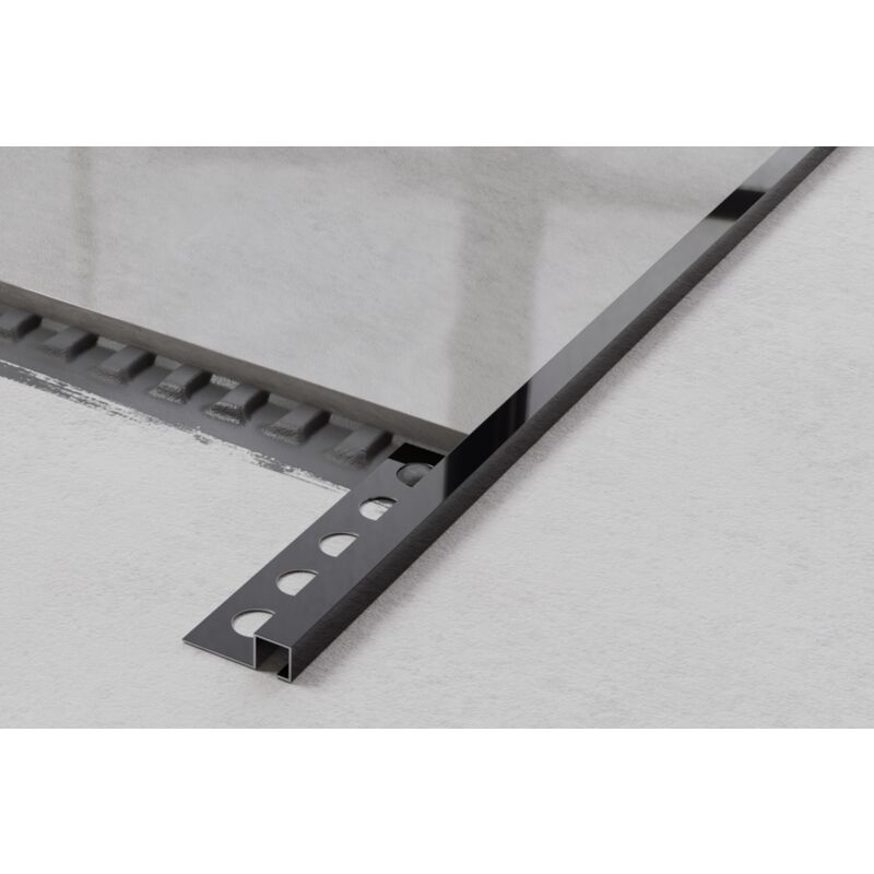 Profilo QS angolare rettificato in acciaio inossidabile nero lucido 1cm x 244cm