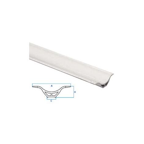 PROFILO RACCORDO IGIENICO RIGIDO CON LATERALI MORBIDI BIANCO- - mm. A=29 C=7 H=10 - barra mt.2,5 - 10 pezzi