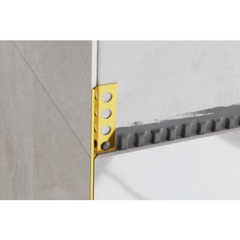 Profilo Rs angolare rettificato  a 45 gradi in acciaio inossidabile 1.4cm x 244cm - Oro lucido
