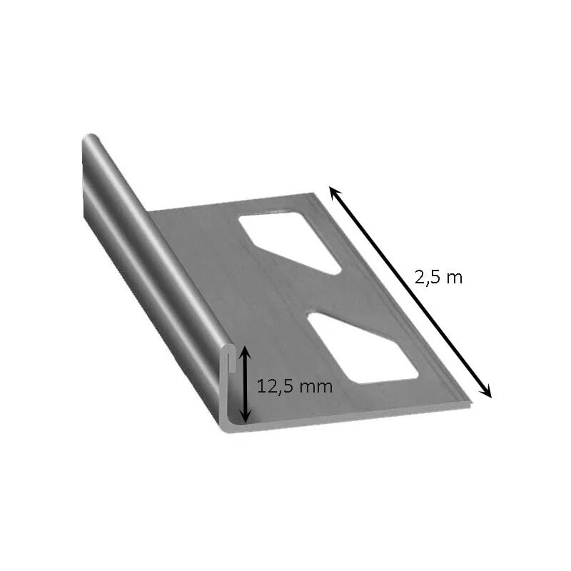 Profilo terminale in acciaio 2,5 metri : Modello - 12,5 mm satinato