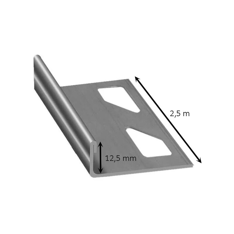 Image of Profilo terminale in acciaio 2,5 metri : Modello - 12,5 mm lucido
