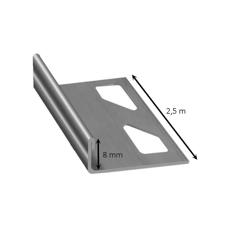 Profilo terminale in acciaio 2,5 metri : Modello - 8MM satinato