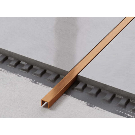 Profilo U di raccordo rettificato in acciaio inossidabile 1cm x 244cm - Rame satinato