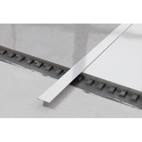 Profilo universale T coprigiunto in acciaio inossidabile 2cm x 270cm - Argento satinato