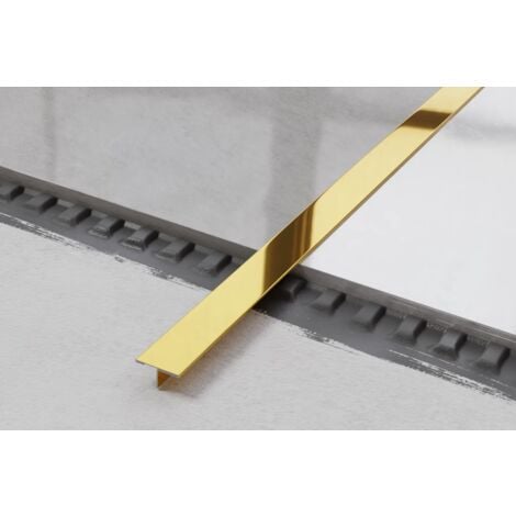 Profilo universale T coprigiunto in acciaio inossidabile 2cm x 270cm - Oro lucido