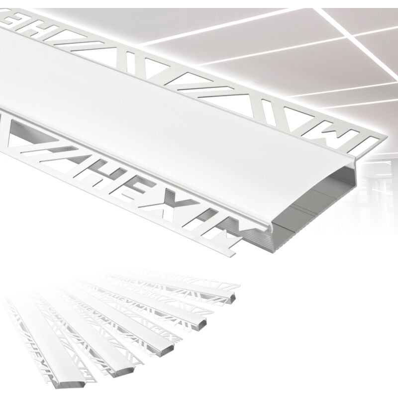 Hexim - Profilés led, Aluminium sous-plâtre avec couvercle opale, diverses largeurs: 52,5 mm, Paquet économique de 30 mètres