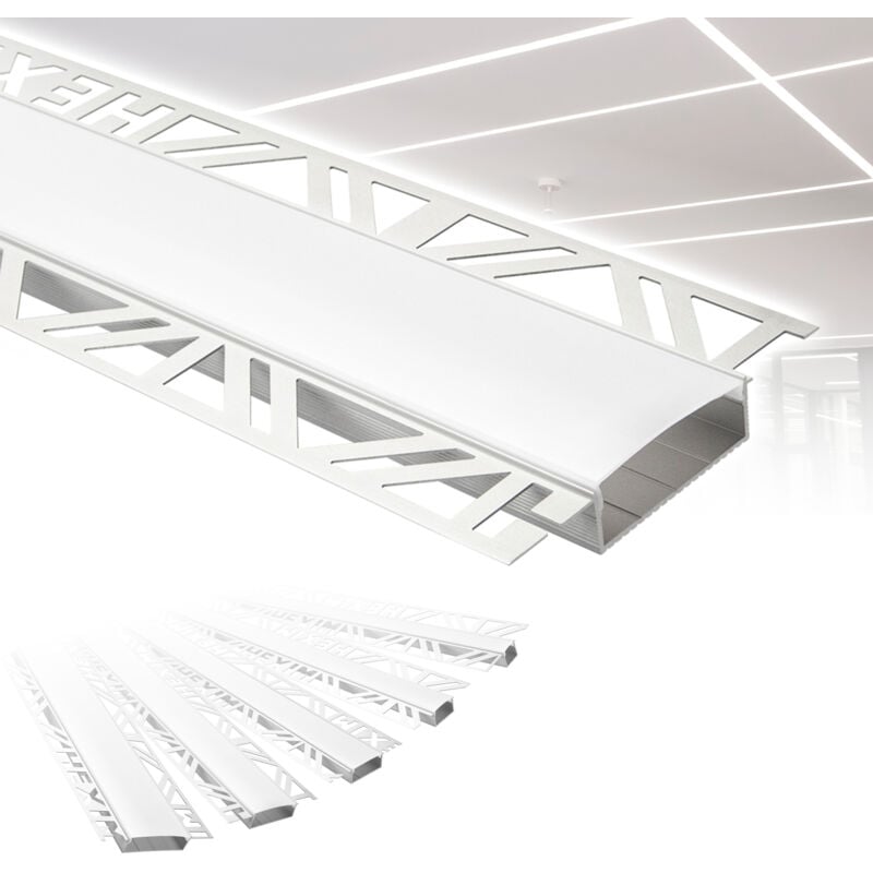 Hexim - Profilés led, Aluminium sous-plâtre avec couvercle opale, diverses largeurs: 42,5 mm, Paquet d'économie de 40 mètres