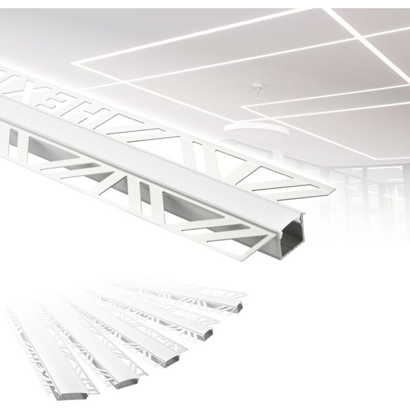 Hexim - Profilés led, Aluminium sous-plâtre avec couvercle opale, diverses largeurs: 15 mm, Paquet d'économie de 20 mètres