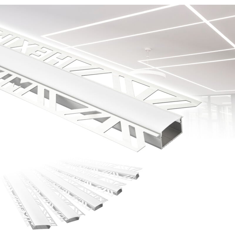Hexim - Profilés led, Aluminium sous-plâtre avec couvercle opale, diverses largeurs: 22,5 mm, 96 mètres (meilleur prix au mètre)